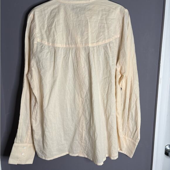 Marie Louise De Monterey Cream Long Sleeve Button Front Top Pleating  Sz 10 - Picture 6 of 7